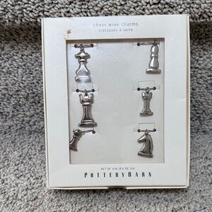 Pottery Barn Silver Chess Wine Charms